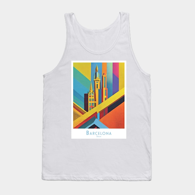 Barcelona Spain Modern Art Abstract Skyline Tank Top by POD24